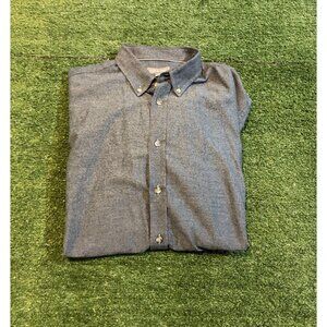 Ash & Erie shirt mens large heather Azure brushed long sleeve soft untucked 44